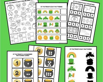 Paquete del Día de San Patricio: plan de estudios para preescolar y educación en el hogar: actividades y conteo, PDF imprimible