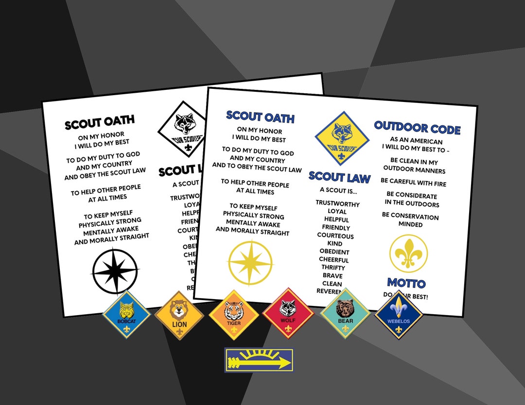 Cub Scout Oath Law Outdoor Code Motto Printable PDF Etsy