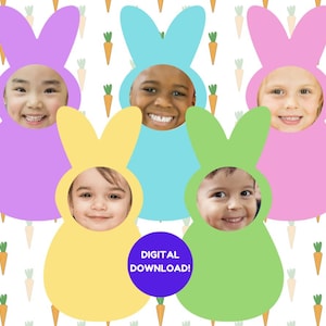 Printable Bunny Peeps with Face Cutouts | Easter Craft for Kids | Preschool l Instant Download
