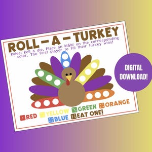 Thanksgiving zum Ausdrucken - Roll-a-Turkey Game – Spaß und einfaches M & M Würfelspiel für Kinder!