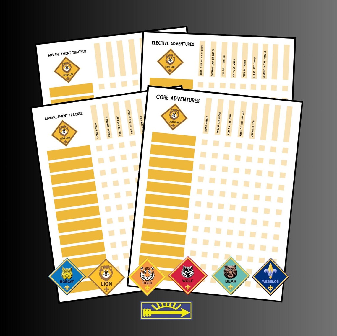 Cub Scout Lion Den Advancement Tracker Printable PDF - Etsy