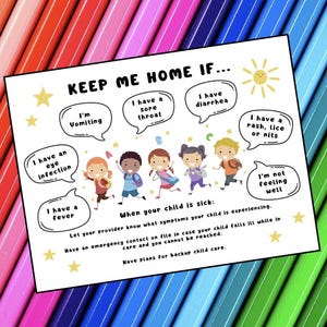 Keep Me Home If Poster – Printable Sick Child Reminder Sign for Daycare, Preschool, or Classroom – 8.5x11 PDF – Kids Health Notice