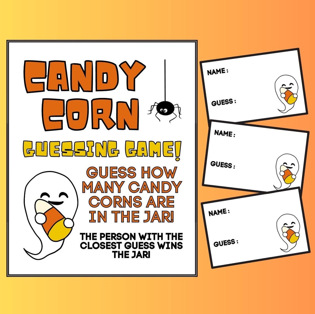 Candy Corn Guessing Game Sign & Cards Printable PDF