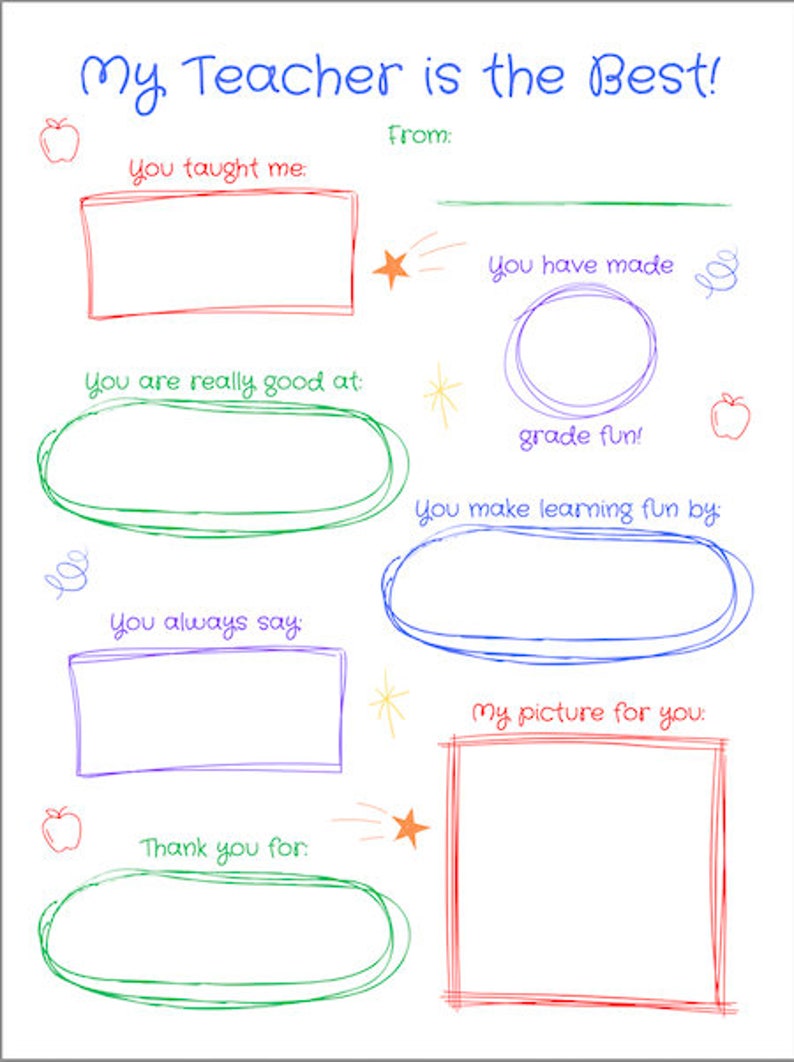 My Teacher is the Best - Teacher Appreciation Printable PDF - Etsy