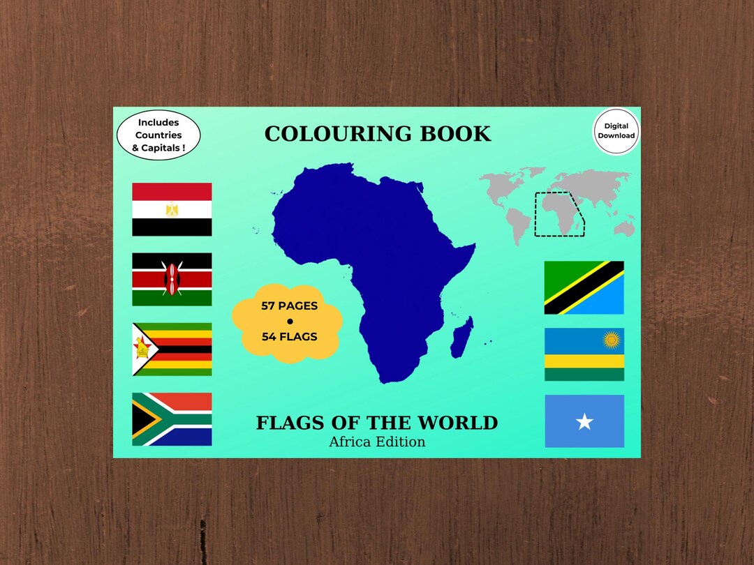Africa Flags Coloring Book | 54 Countries & Capitals | Map ...