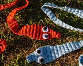 Crochet Worm on a A String Scarf | Crochet Tie | 3 in 1 Worm on a String | Handmade Crochet Scarf | Handmade Crochet Tie | Worm on a String