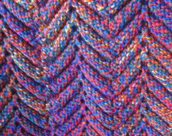 Afghan Ripple Pattern Hand knitted Varigated