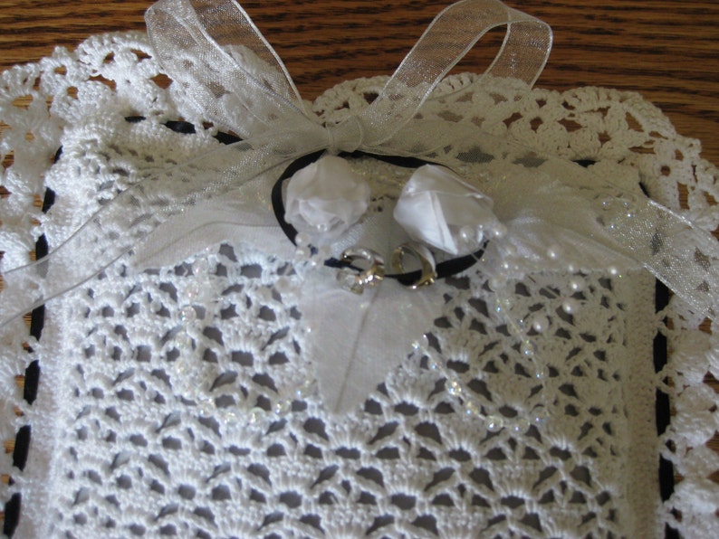 Wedding Ring Pillow Hand Crochet Etsy