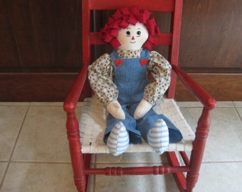 Raggedy Andy Cloth Doll with Rag Hair Handmade 24 inches