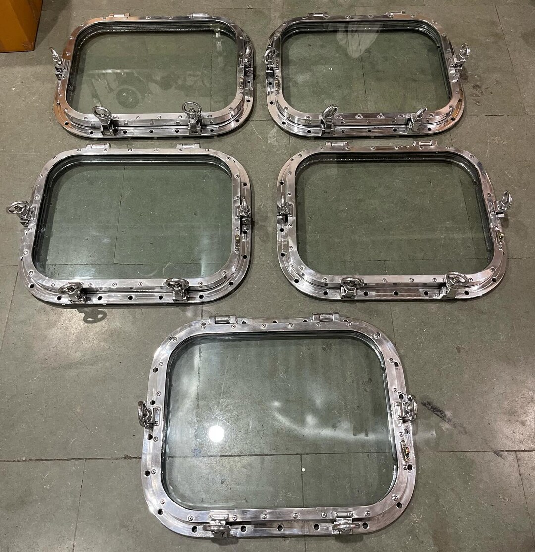 Rectangular Ship Large Rectangular Ship Window Polished Aluminum Porthole With Glass 18 ...