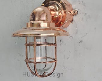 Vintage koperen nautische wandlamp | Industriële maritieme wandlamp | Buitenverlichting voor veranda en badkamer