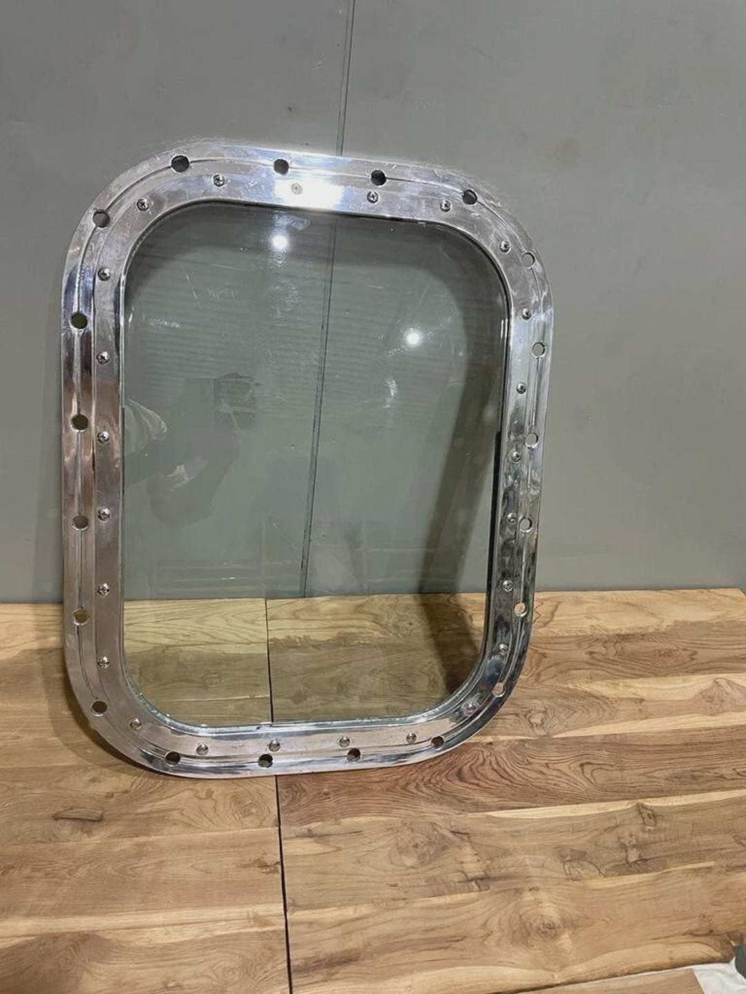 Rectangular Ship Vintage Ship Window | Polished Aluminum Rectangular Porthole With Glass ...