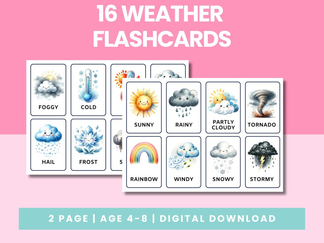 Weather Flashcards for Toddlers | Kids Weather Cards Printable ...