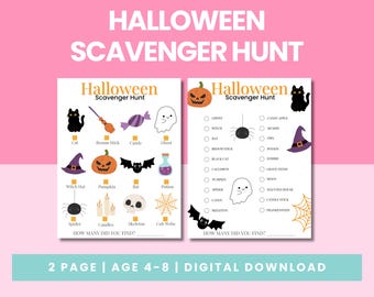 Halloween Scavenger Hunt | Kids Halloween Scavenger Hunt Printable | Spooky Activity for Kids PDF