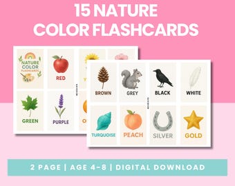 Nature Color Flashcards | Kids Color Flashcards Printable | Toddler Learning Colors Activity | Montessori Flashcards PDF