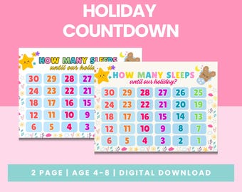 Vacation Countdown for Kids | Summer Holiday Countdown Chart | Travel Countdown Calendar PDF