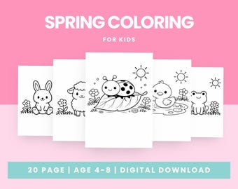 Spring Coloring Pages for Kids | Printable Spring Coloring Sheets | Easy Coloring Activity for Kids PDF