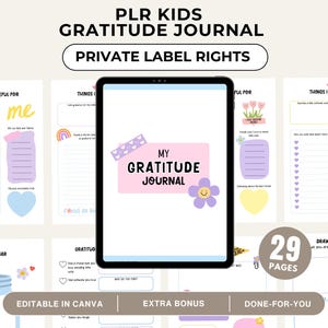 Diario della gratitudine PLR per bambini / Salute mentale dei bambini PLR / Stampabile per bambini / Attività di gratitudine per bambini / Consapevolezza emotiva