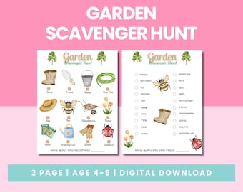 Garden Scavenger Hunt For Spring | Kids Garden Scavenger Hunt Printable | Outdoor Nature Hunt Activity PDF