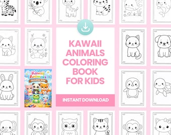 Digital Kawaii Coloring Book | Cute Animal Printable for Kids | Fun Activity Pages Ages 4–8