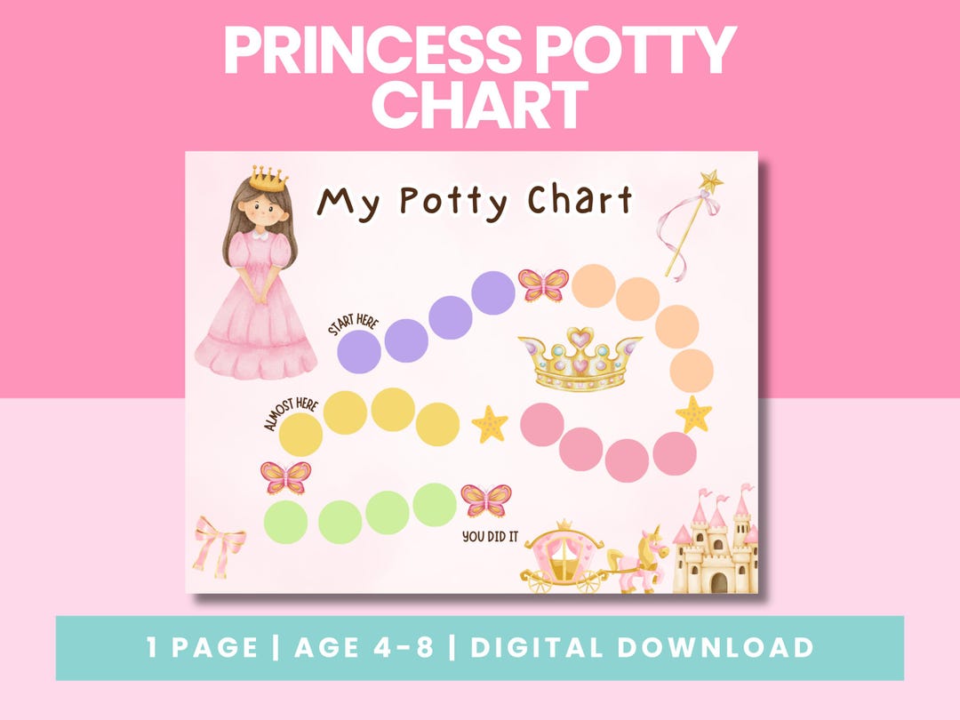 Princess Potty Training Chart | Kids Potty Chart Printable | Toilet ...