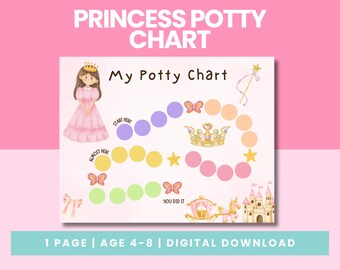 Princess Potty Training Chart | Kids Potty Chart Printable | Toilet Training Reward Chart | Girls Potty Chart | Sticker Chart PDF