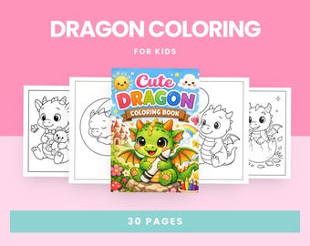 Baby Dragon Coloring Book | 30 Pages Kids Fantasy Art (Digital Download)