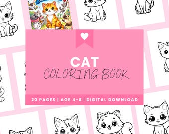 Cat Coloring Book for Kids | 20 Page Printable Animal Coloring Pages | Fun Activity for Ages 4–8