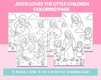 Jesus Loves the Little Children Coloring Page | Bible Coloring Sheets | Sunday School Kids Activity | Printable PDF