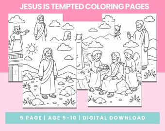 Jesus Is Tempted Coloring Pages Printable | Bible Coloring Activity for Kids | Sunday School PDF