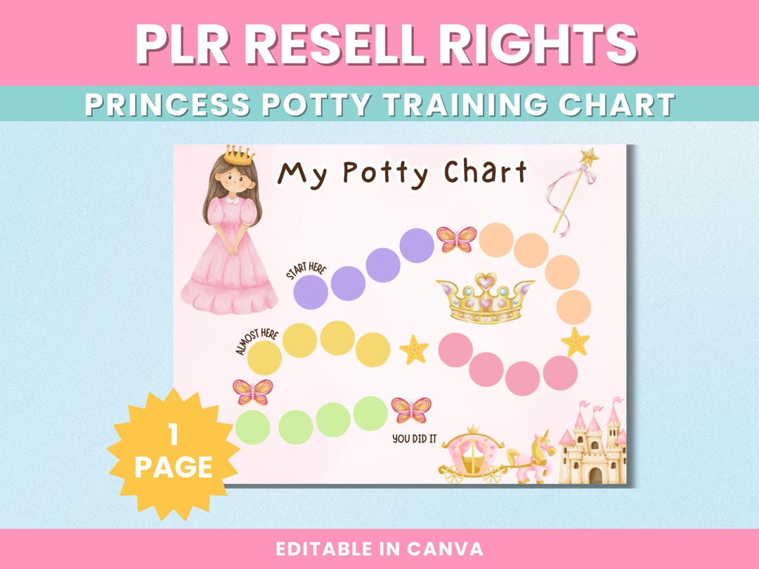 PLR Princess Potty Training Chart for Little Girls, Reward Chart ...