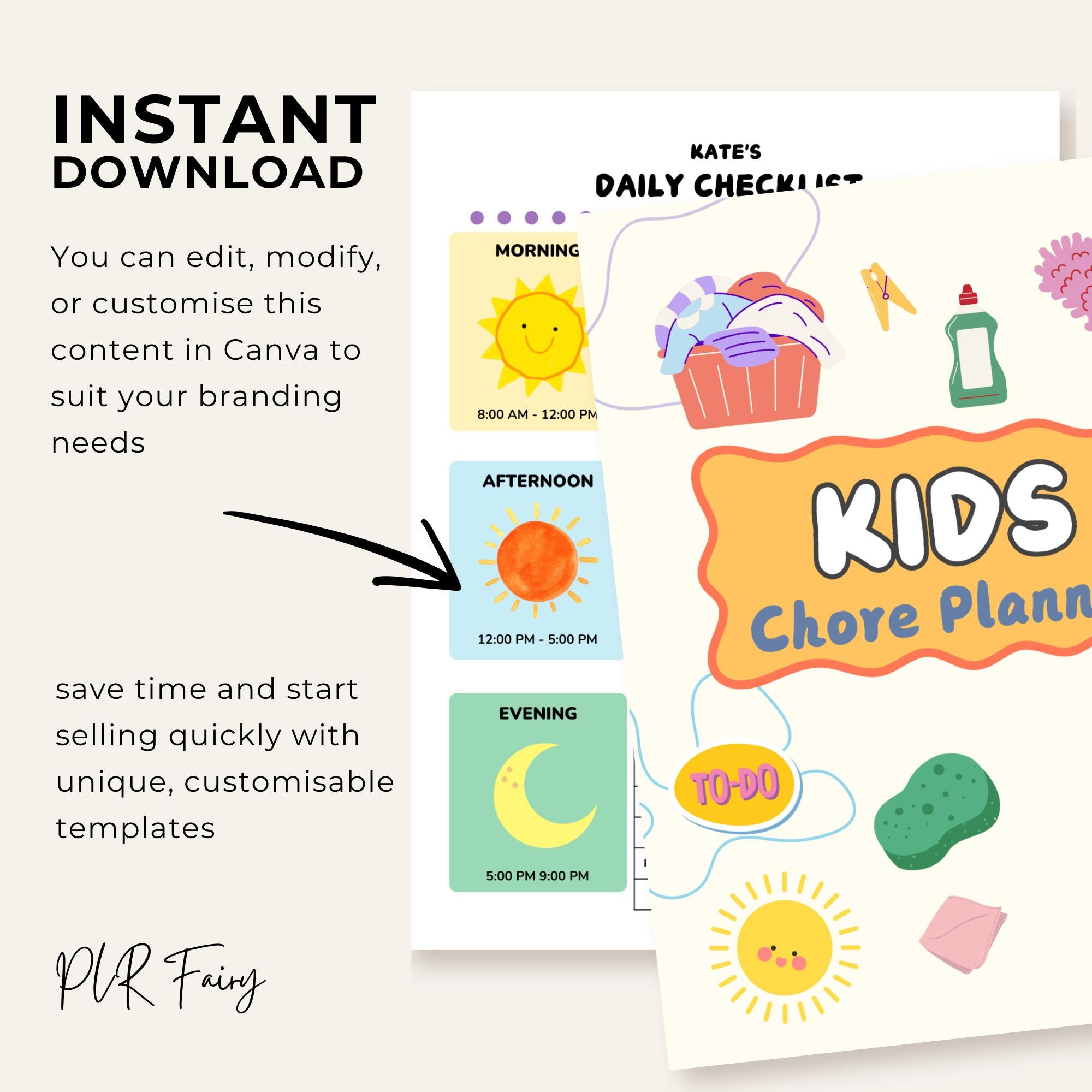 PLR Chore Chart Planner for Kids | 14-page PLR Printable for Resale - Etsy