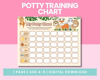 Potty Training Chart Jungle Theme | Kids Potty Chart Printable | Toilet Training Reward Chart PDF