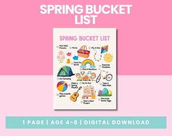 Spring Bucket List for Kids | Printable Spring Activity List | Kids Spring Activity Planner
