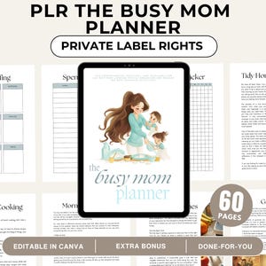 PLR Busy Mom Printable Planner | Resellable Canva Template | Digital Home Management | Family Organizer | Editable | Mom Life Planner