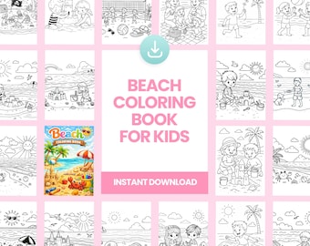 Kids Beach Coloring Pages | 24 Printable Sheets | Summer Activity for Toddlers & Children