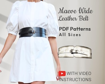 Wide Leather Belt PDF Pattern | Women's Waist Belt Sewing Pattern | Fashion Dress Belt | DIY Leather Belt | PDF Leather Waistband