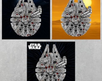 3 Printable Display Scene for LEGO Star Wars Millennium Falcon Set – Customisable Sizes- Compatible with LEGO Set 75192