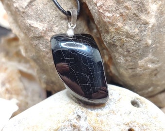 Unique handmade Portuguese lignite pendant, 100% natural, with natural shape and sterling silver --- free worldwide shipping