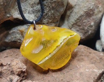 Unique handmade Baltic amber pendant with natural hole (hagstone), 100% natural --- free worldwide shipping