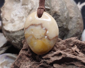 Unique handmade Mediterranean stone pendant, 100% natural with natural shape --- free worldwide shipping