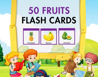 50 Fruit Flash Cards: Montessori & ESL Learning (Digital Download)