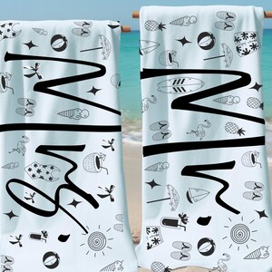 Mrs. Beach Towel Personalized Gift for Beach Lover Beach Pool Towel Summer Wedding Bride Gift Mr and Mrs Beach Towel