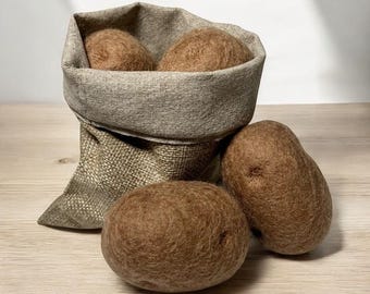 Felt Potatoes in Hessian Sack - Set of 5