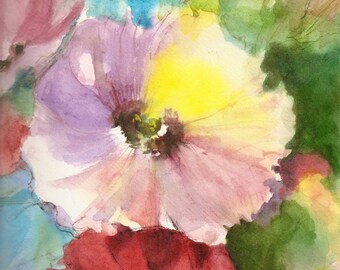 Original Watercolor painting Floral Abstract 10x13.8 WCF-1115