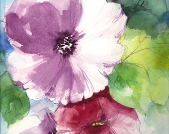 Original Watercolor painting, Floral, Abstract, 9x12 WCF1311