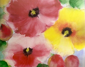 Original Watercolor painting Abstract Floral 9x12 WCF-1090