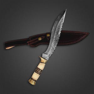 Damascus Steel Kukri Knife Hunting Knife Camping Knife Survival knife Bush Craft Viking Knife Gift For Him Her Husband Gift Anniversary Gift