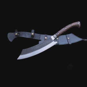 Custom Handmade Carbon Steel Blade Tactical Hand Forge Machete Knife| Hunting Knife Camping Knife Gift For Him Anniversary Gift For Father