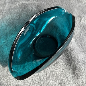 Murano-Style Blue Art Glass Bowl | Mid-Century Modern Catchall Dish